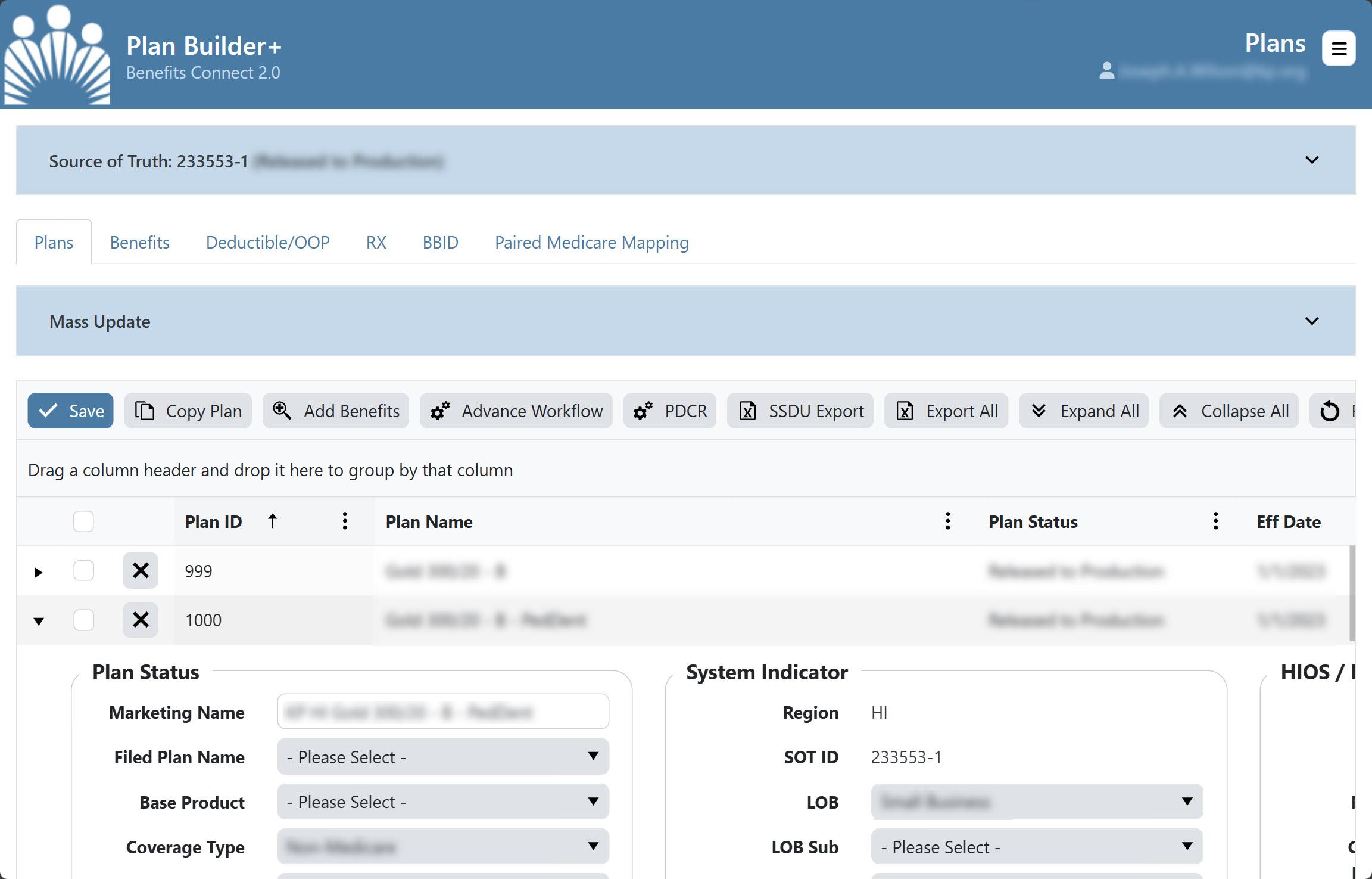 Web app with complex forms to manage details on health care plans across multiple markets for the national benefits administration team